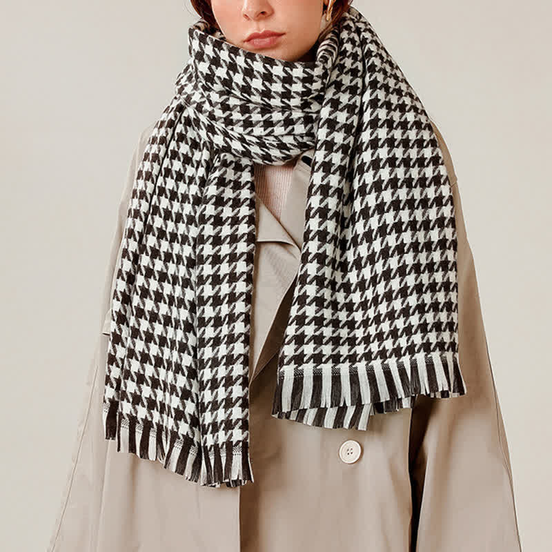 Sciarpa unisex classica in finto cashmere con motivo pied de poule