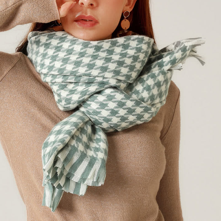 Sciarpa unisex classica in finto cashmere con motivo pied de poule