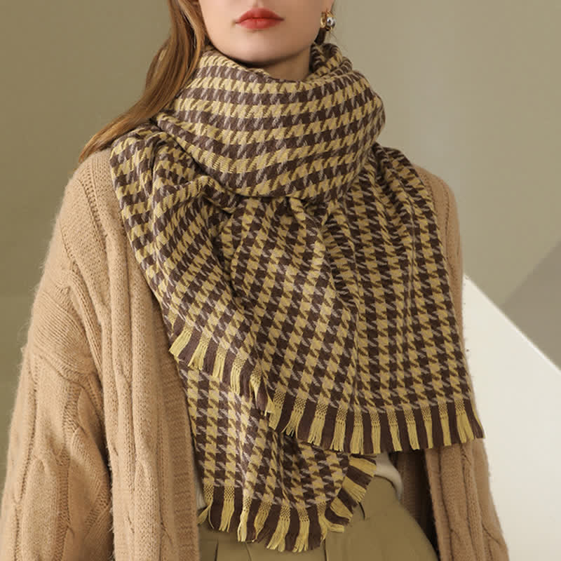 Sciarpa unisex classica in finto cashmere con motivo pied de poule