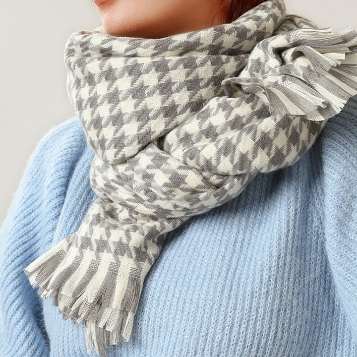 Sciarpa unisex classica in finto cashmere con motivo pied de poule