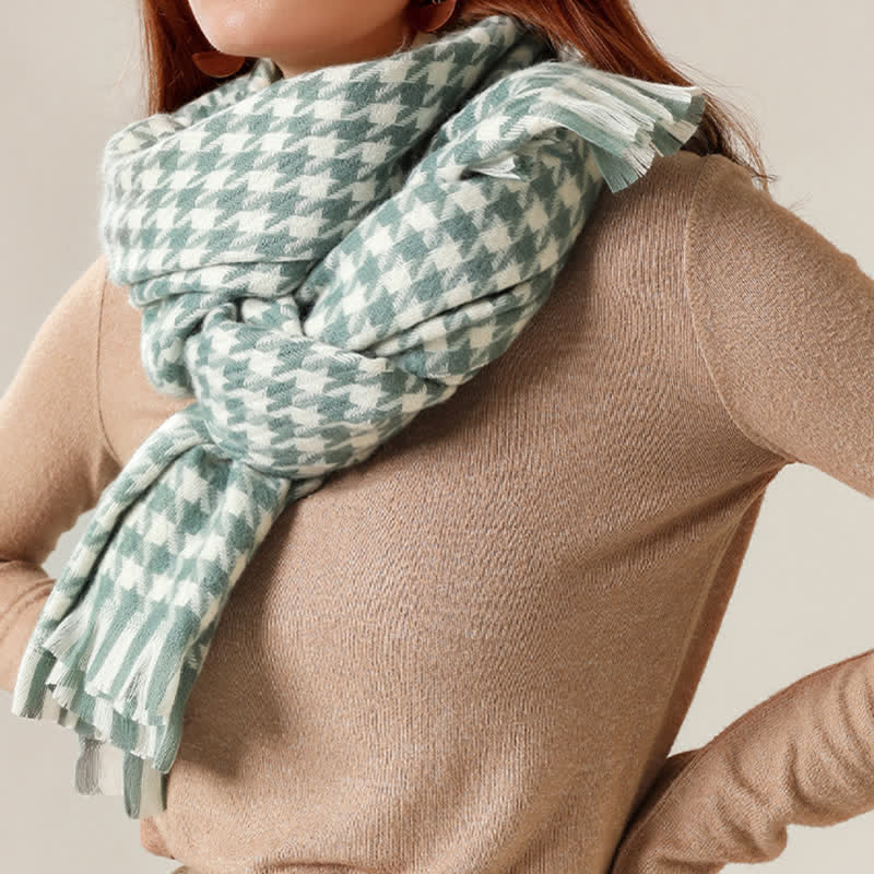 Sciarpa unisex classica in finto cashmere con motivo pied de poule