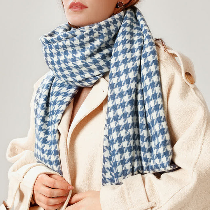 Sciarpa unisex classica in finto cashmere con motivo pied de poule