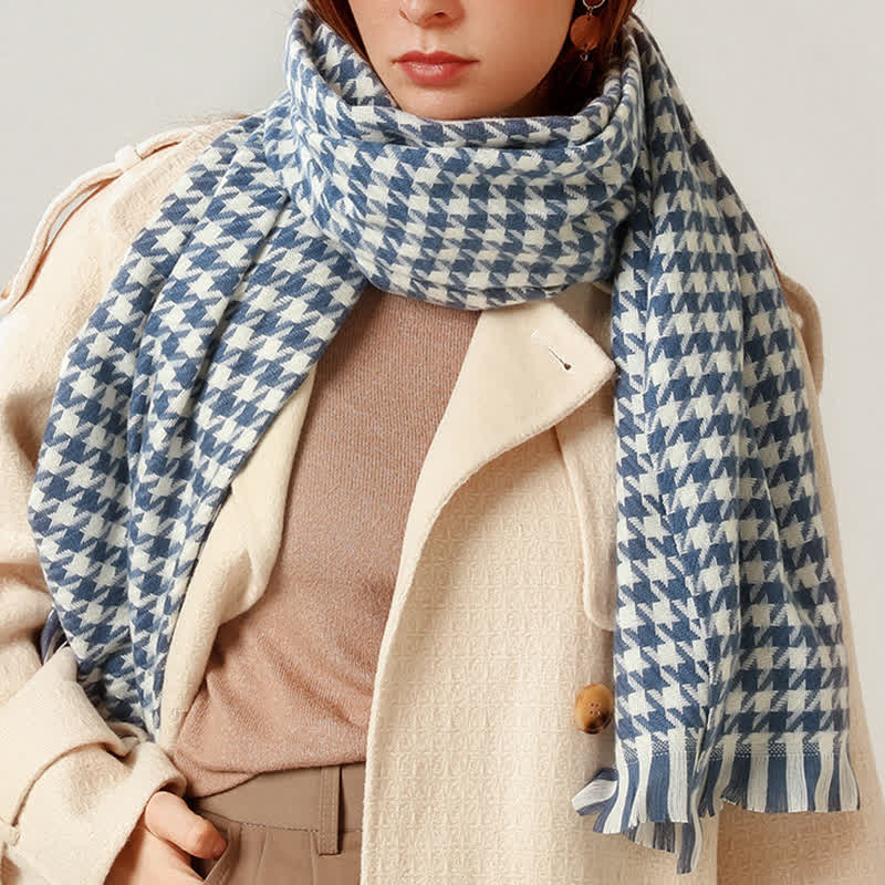 Sciarpa unisex classica in finto cashmere con motivo pied de poule