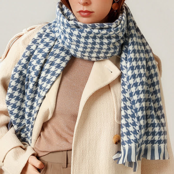 Sciarpa unisex classica in finto cashmere con motivo pied de poule