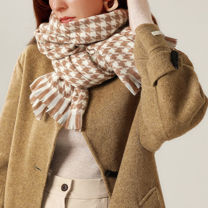 Sciarpa unisex classica in finto cashmere con motivo pied de poule