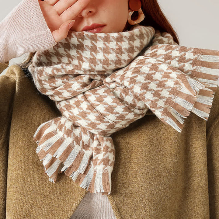 Sciarpa unisex classica in finto cashmere con motivo pied de poule