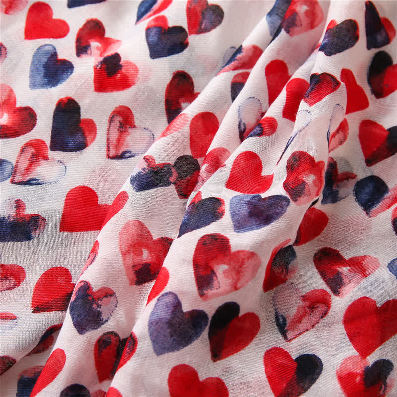 Sciarpa sottile con nappa a cuore rosso Happiness da donna