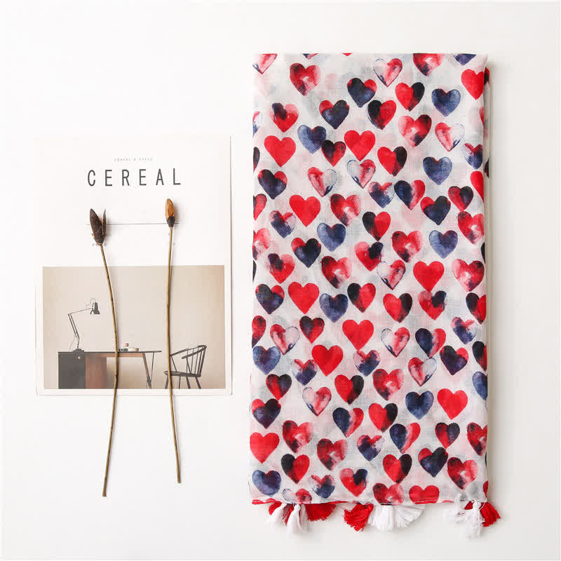 Sciarpa sottile con nappa a cuore rosso Happiness da donna