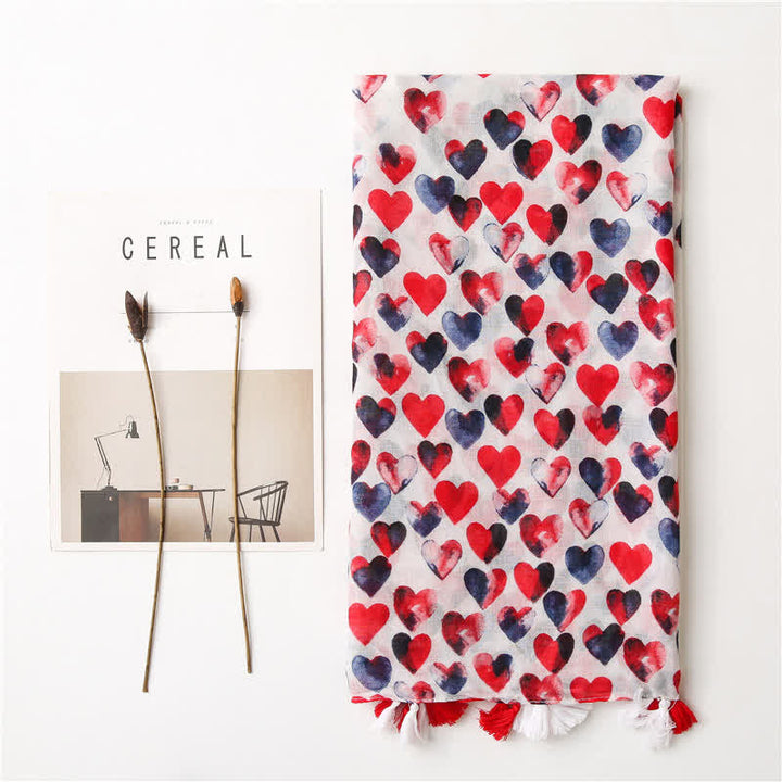 Sciarpa sottile con nappa a cuore rosso Happiness da donna