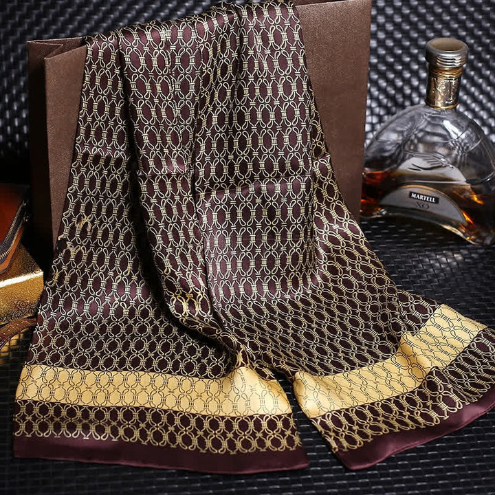 Sciarpa lunga in pura seta di raso di crepe di lusso da uomo