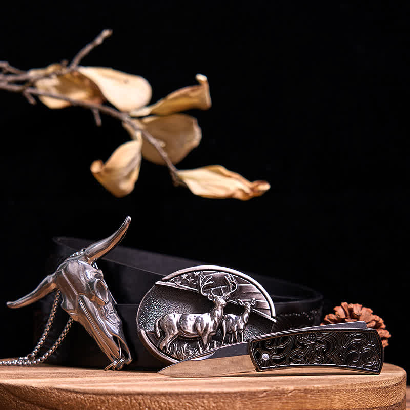 Gadget Western fai da te, fibbia per coltello nascosto, ciondolo a forma di toro Longhorn