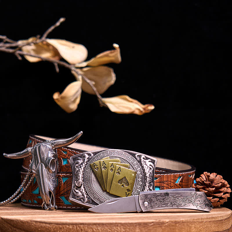 Gadget Western fai da te, fibbia per coltello nascosto, ciondolo a forma di toro Longhorn