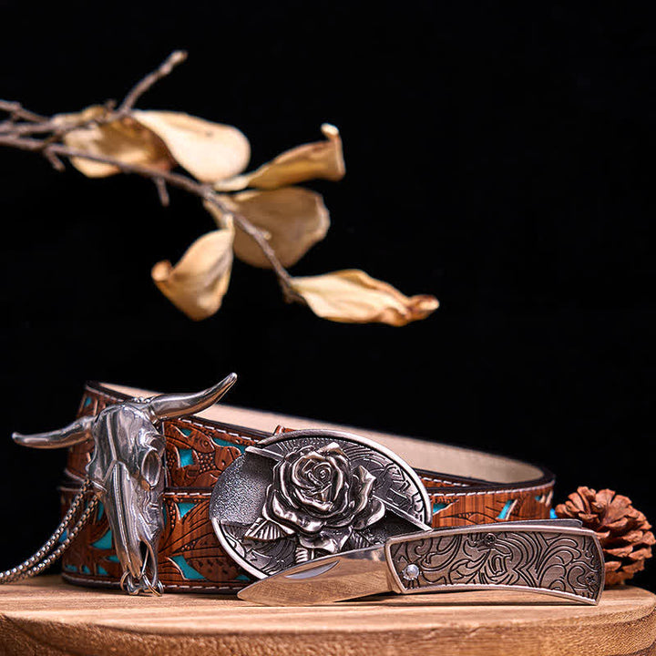 Gadget Western fai da te, fibbia per coltello nascosto, ciondolo a forma di toro Longhorn