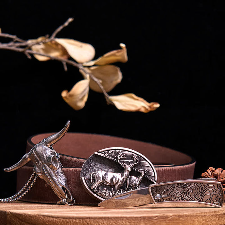 Gadget Western fai da te, fibbia per coltello nascosto, ciondolo a forma di toro Longhorn