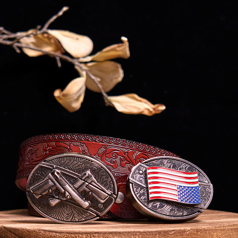 Set di fibbie per coltelli nascosti fai da te con doppie pistole e bandiera USA