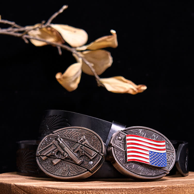 Set di fibbie per coltelli nascosti fai da te con doppie pistole e bandiera USA