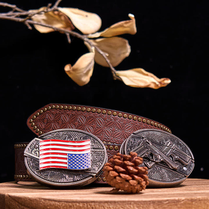 Set di fibbie per coltelli nascosti fai da te con doppie pistole e bandiera USA