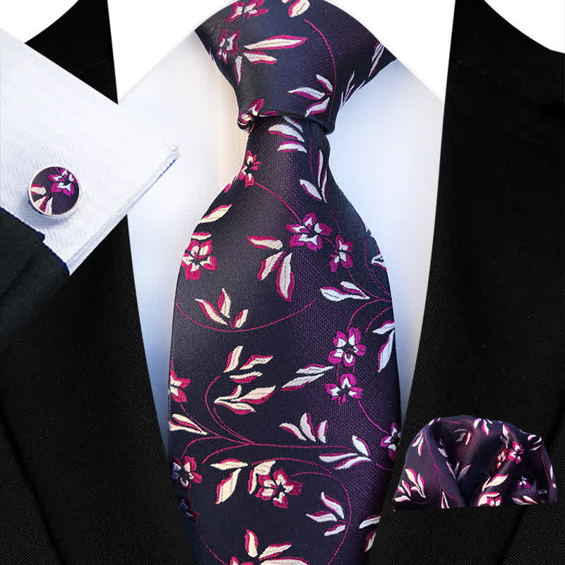 Set di 3 cravatte floreali con fiamma ardente da uomo