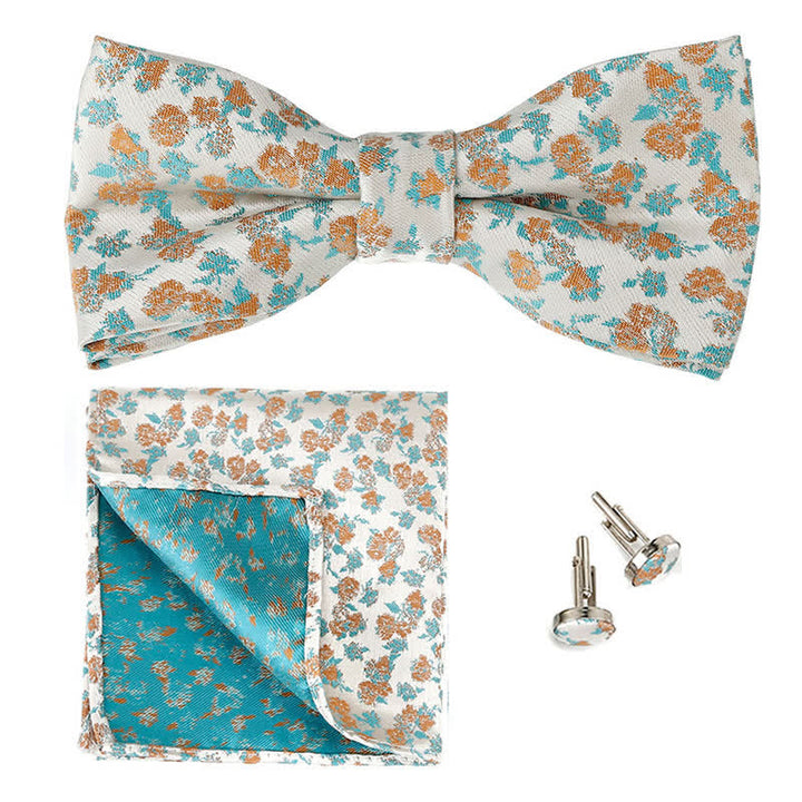 Set di 3 cravatte a farfalla con motivo floreale a rosa da uomo