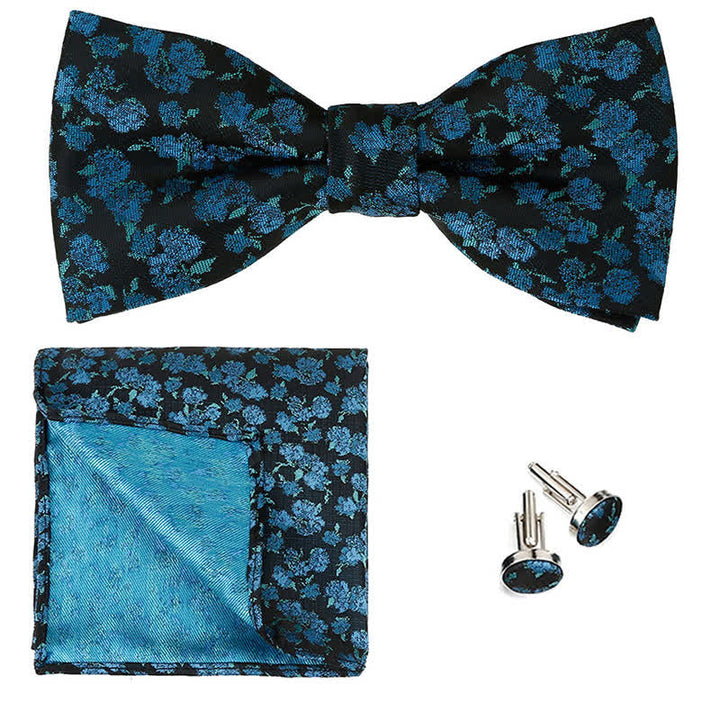 Set di 3 cravatte a farfalla con motivo floreale a rosa da uomo