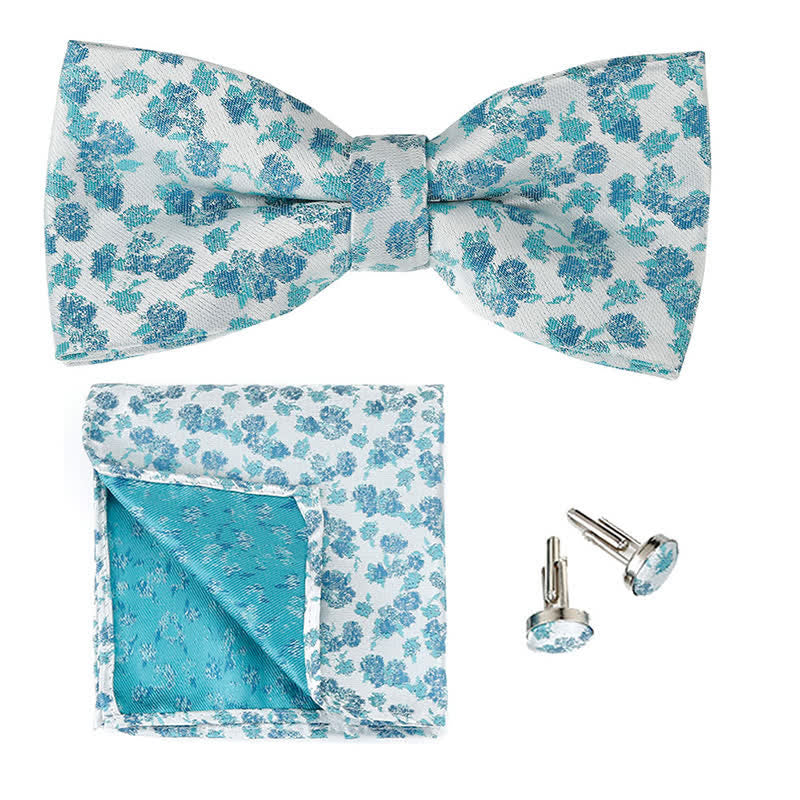 Set di 3 cravatte a farfalla con motivo floreale a rosa da uomo