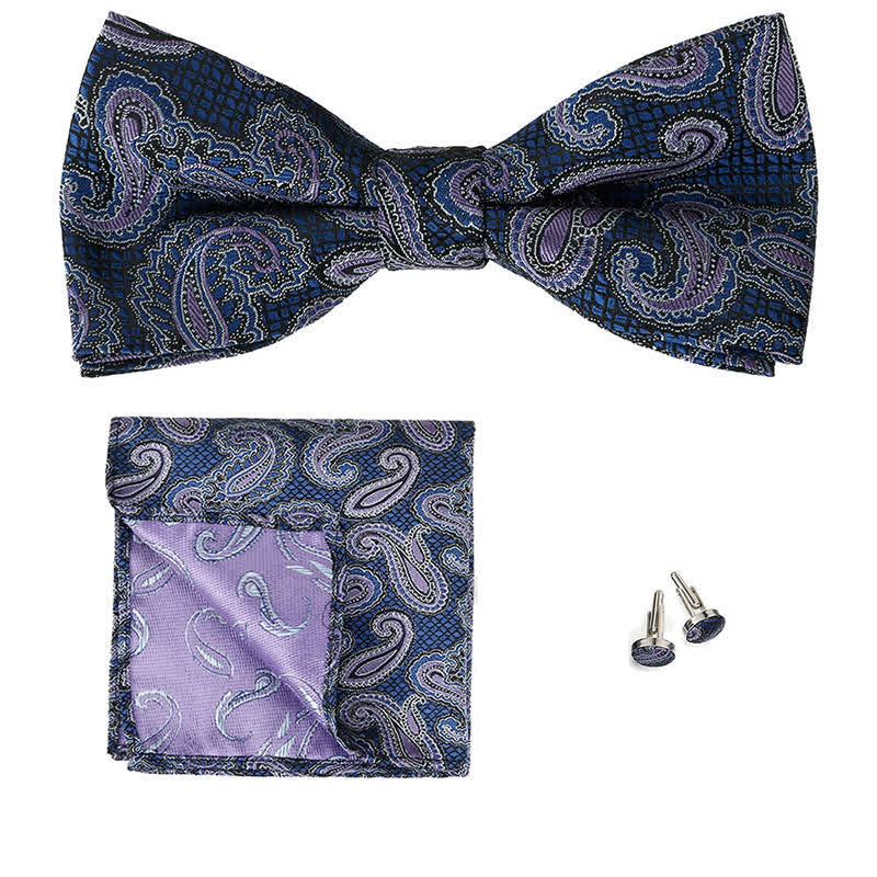 Set di 3 cravatte a farfalla classiche da uomo con motivo Paisley