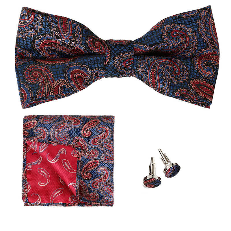 Set di 3 cravatte a farfalla classiche da uomo con motivo Paisley