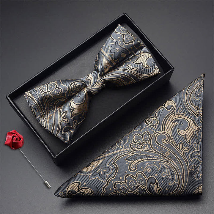 Set di 3 papillon da uomo con motivo Paisley Noble Pocket Corsage