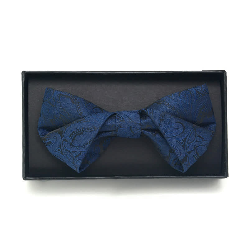 Set di 3 papillon da uomo con motivo Paisley blu navy e tasca