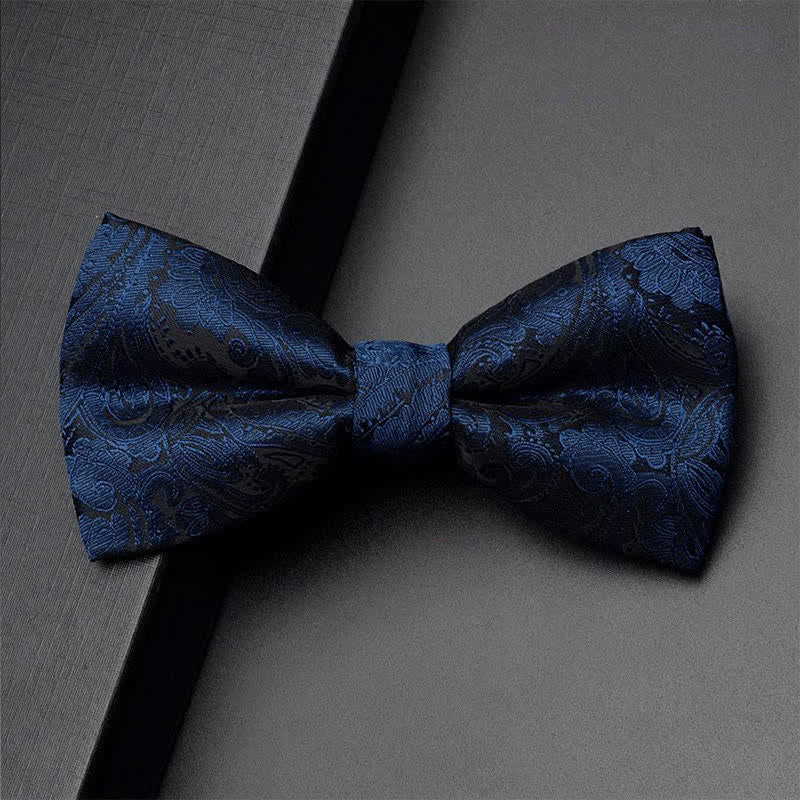 Set di 3 papillon da uomo con motivo Paisley blu navy e tasca