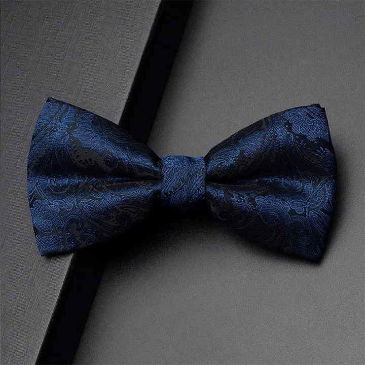 Set di 3 papillon da uomo con motivo Paisley blu navy e tasca