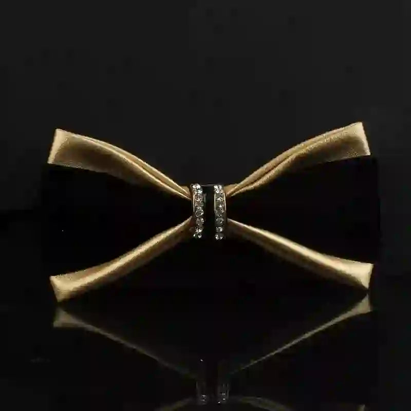 Set di 2 papillon con spilla di cervo in pelle PU con decorazione in cristallo da uomo