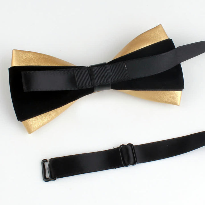 Set di 2 papillon con spilla di cervo in pelle PU con decorazione in cristallo da uomo