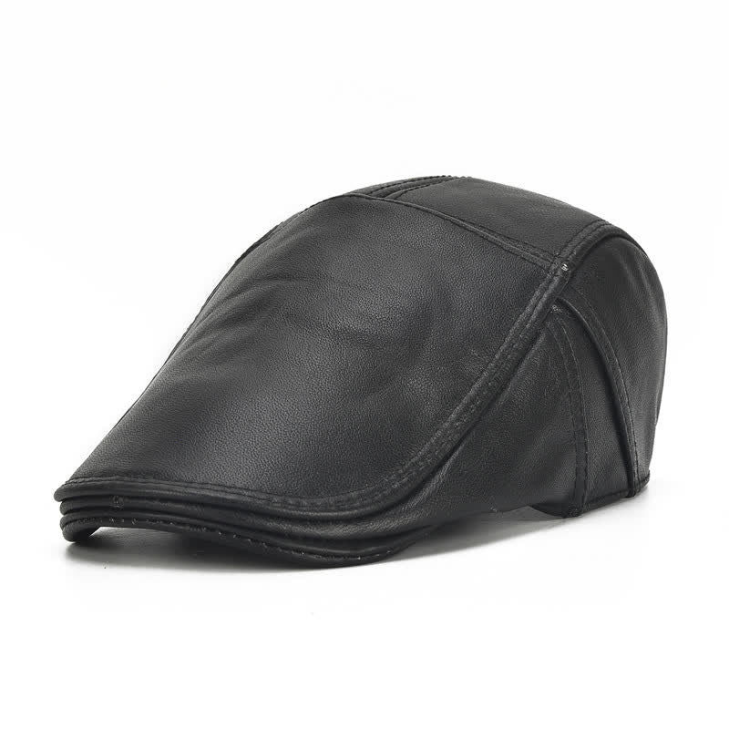 Cappello basco in pelle di vacchetta con lacci laterali