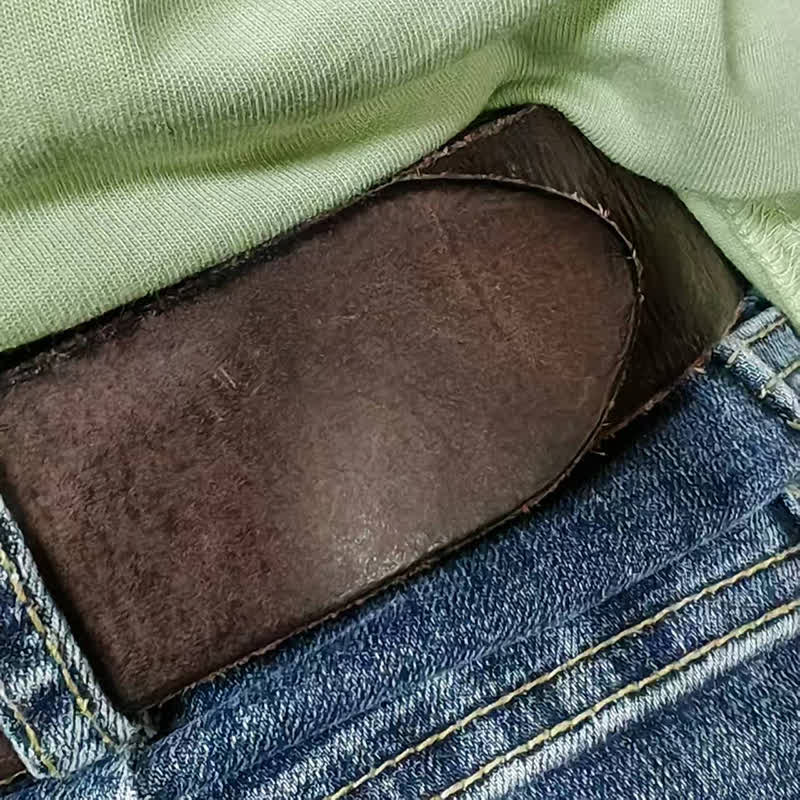 Cintura casual in pelle invecchiata fatta a mano con fibbia in ottone