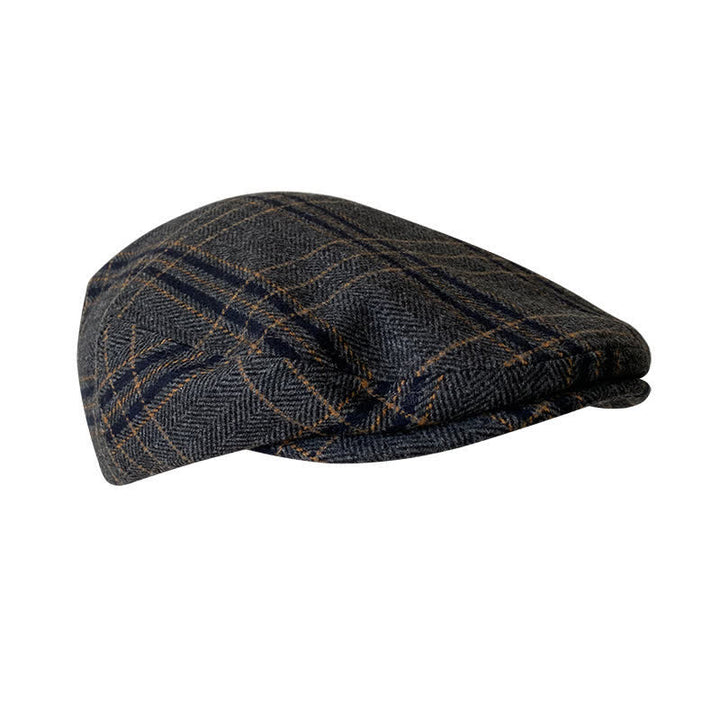 Cappello basco classico a spina di pesce Gatsby a quadri giallo grigio scuro