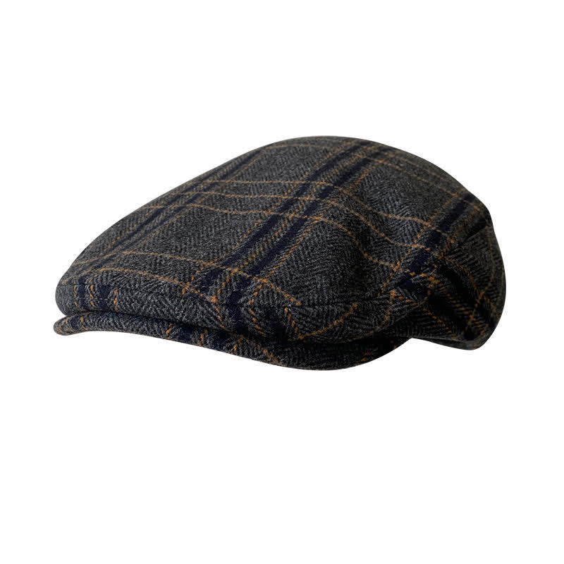 Cappello basco classico a spina di pesce Gatsby a quadri giallo grigio scuro