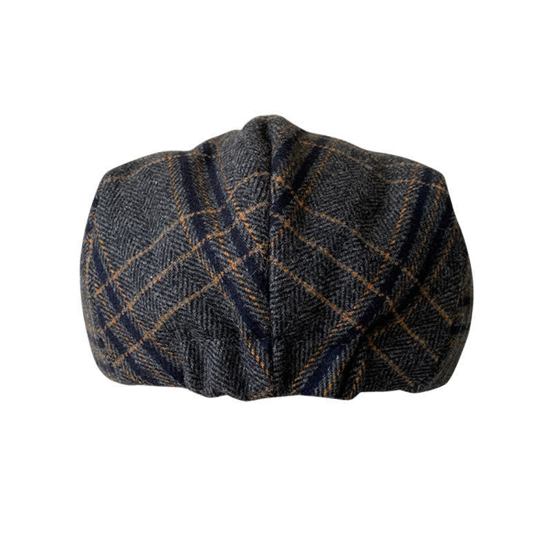 Cappello basco classico a spina di pesce Gatsby a quadri giallo grigio scuro