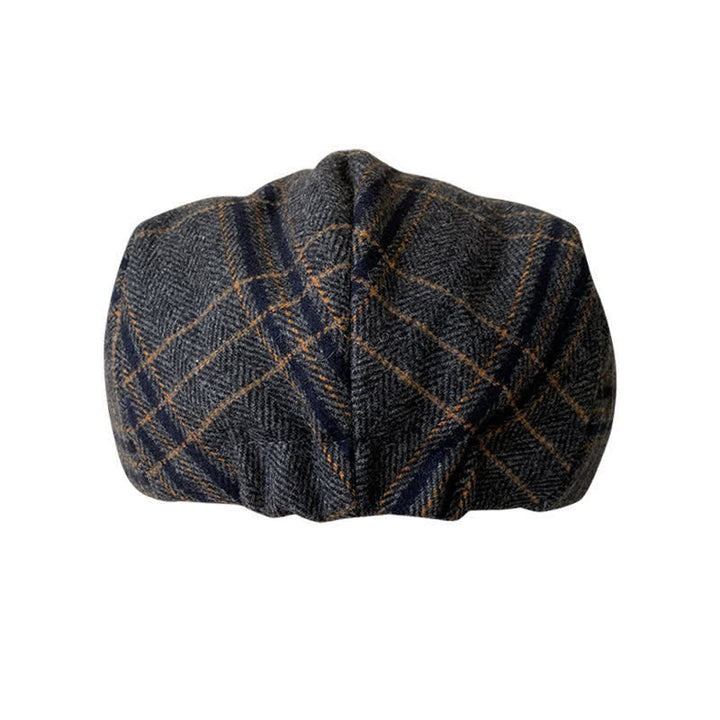 Cappello basco classico a spina di pesce Gatsby a quadri giallo grigio scuro