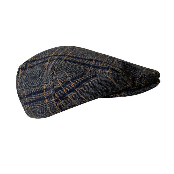 Cappello basco classico a spina di pesce Gatsby a quadri giallo grigio scuro