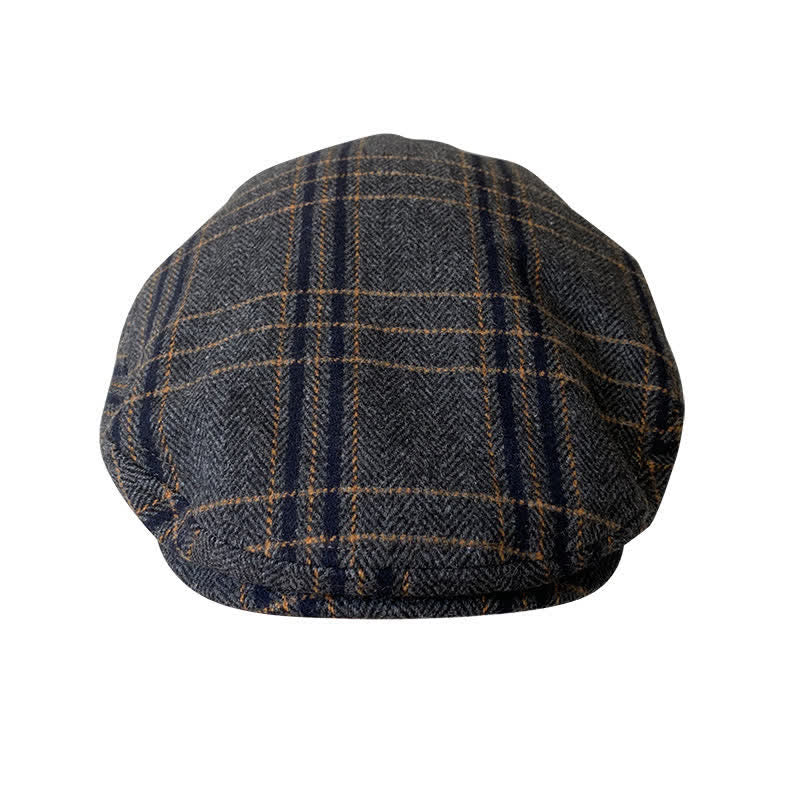 Cappello basco classico a spina di pesce Gatsby a quadri giallo grigio scuro