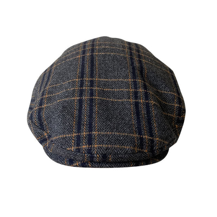 Cappello basco classico a spina di pesce Gatsby a quadri giallo grigio scuro