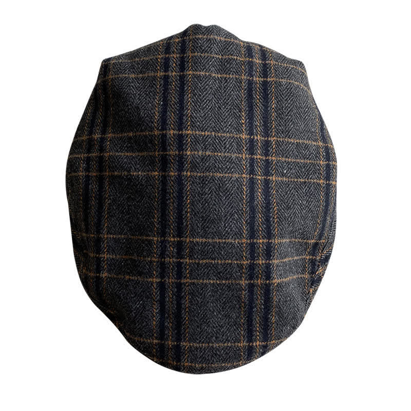 Cappello basco classico a spina di pesce Gatsby a quadri giallo grigio scuro