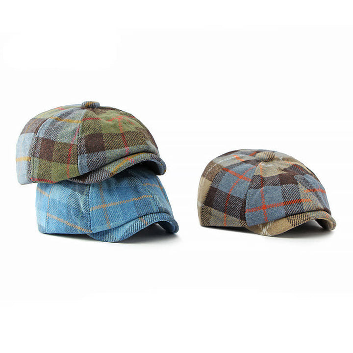 Cappello basco da giornalaio in finta lana tweed