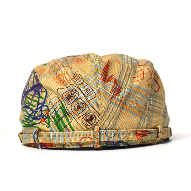 Cappello basco a quadri con motivo graffiti unico ed elegante