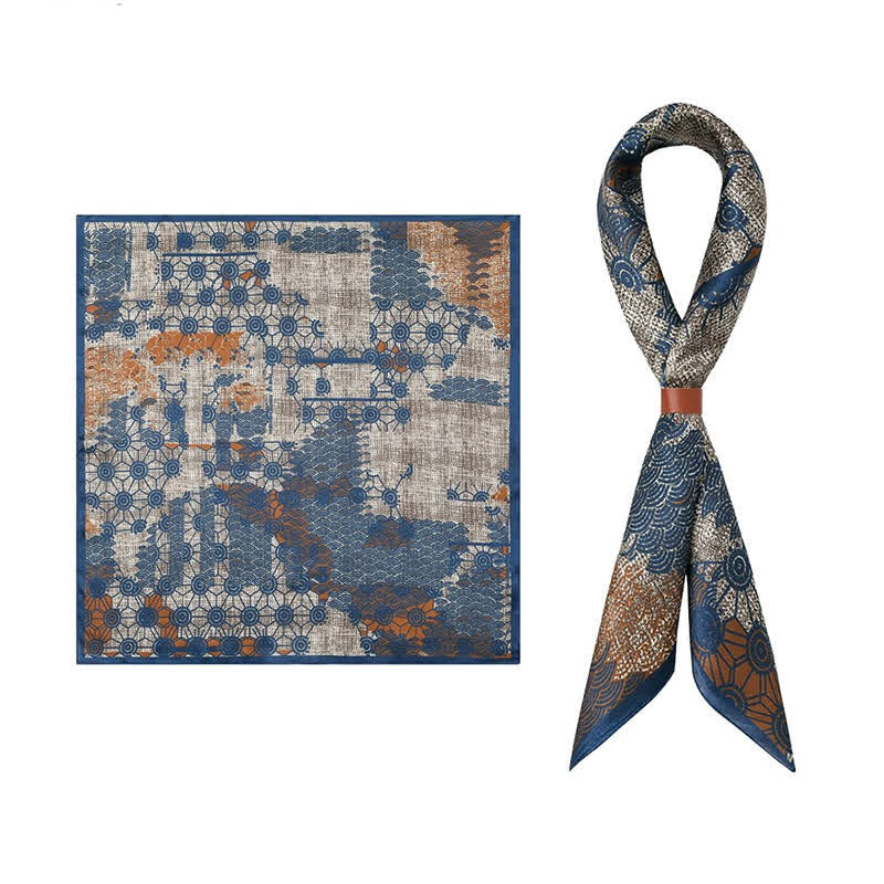Sciarpa quadrata retrò in stile streetwear blu navy