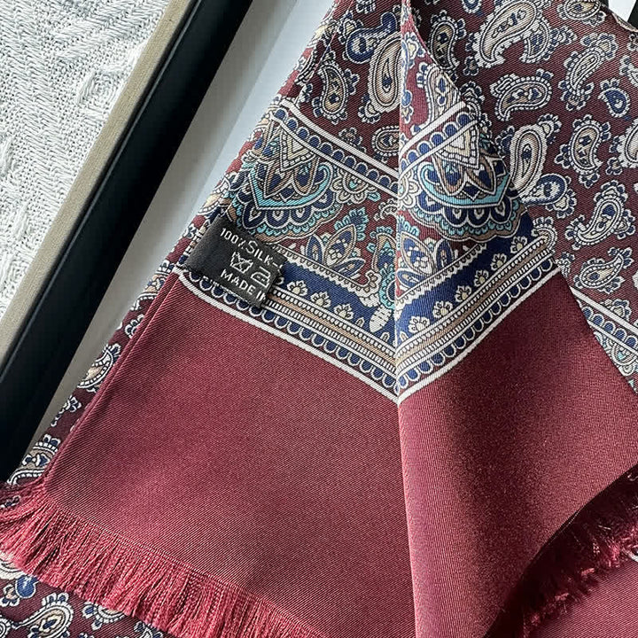 Sciarpa lunga e sottile in pura seta, stile britannico, motivo Paisley, da uomo