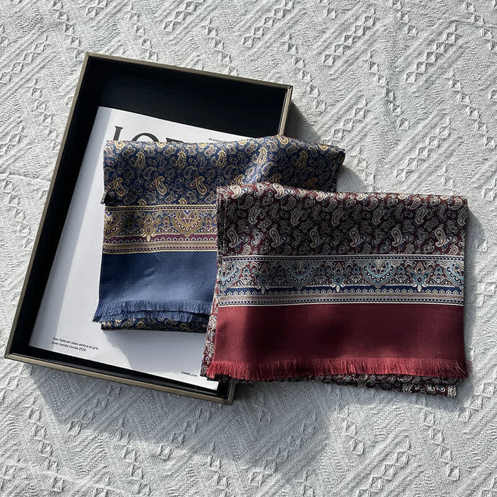 Sciarpa lunga e sottile in pura seta, stile britannico, motivo Paisley, da uomo