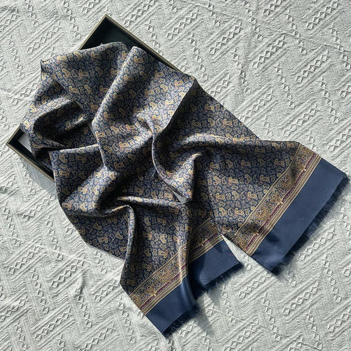 Sciarpa lunga e sottile in pura seta, stile britannico, motivo Paisley, da uomo