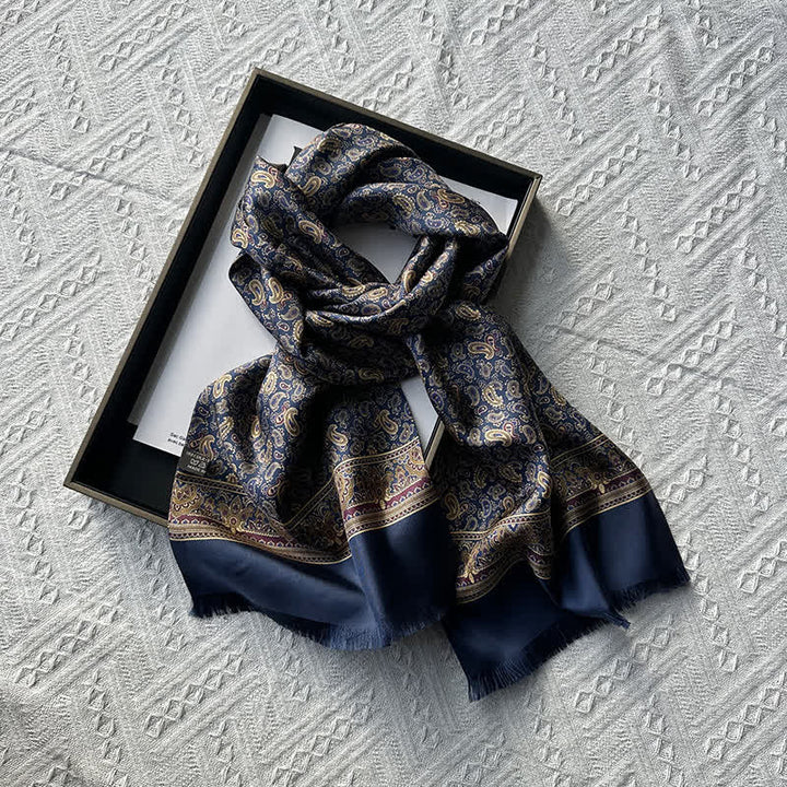Sciarpa lunga e sottile in pura seta, stile britannico, motivo Paisley, da uomo